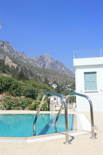 Hilarion Court, west pool overlooking spectacular mountain range