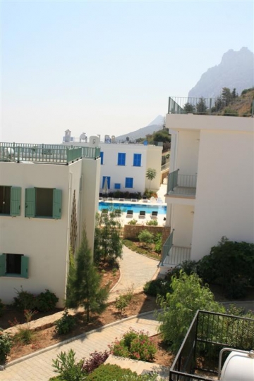 Hilarion Court view towards east pool and St Hilarion Castle